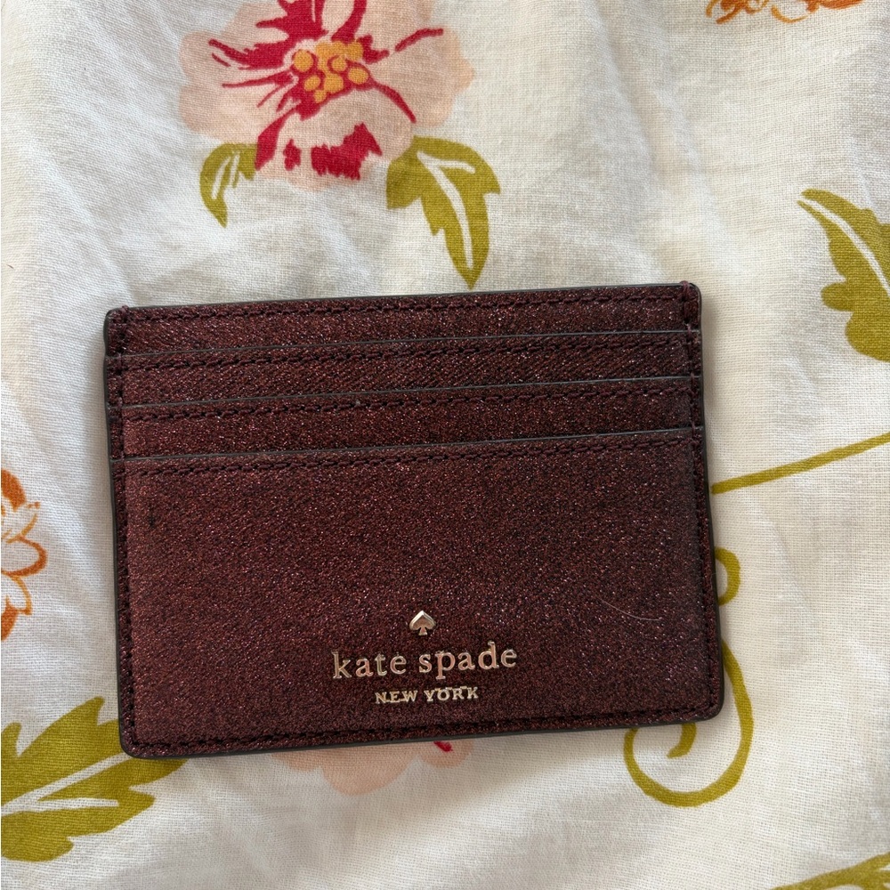 kate spade Glittery Brown/Burgundy Card Case